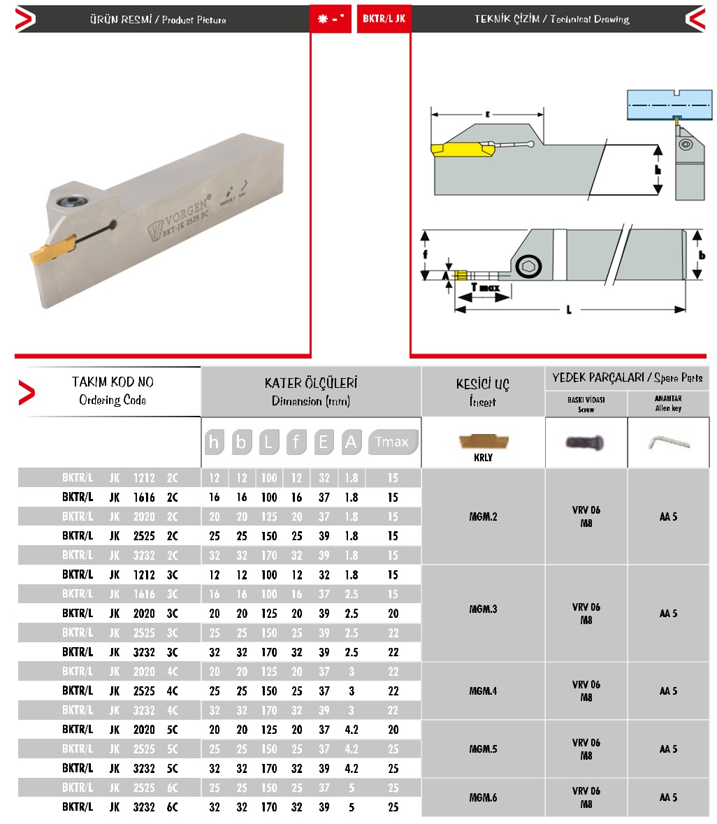 Cán dao tiện BKTR/L JK 1212 2C