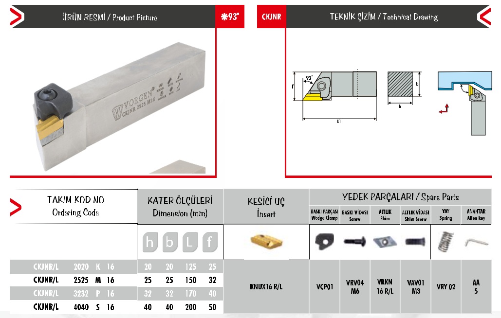 Cán dao tiện CKJNR/L 2020 K 16 (Altlıksız)