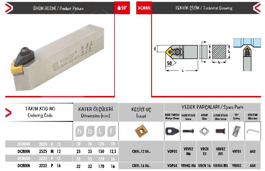 Cán dao tiện DCMNN 3232 P 16