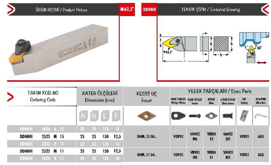 Cán dao tiện DDNNN 2525 M 11