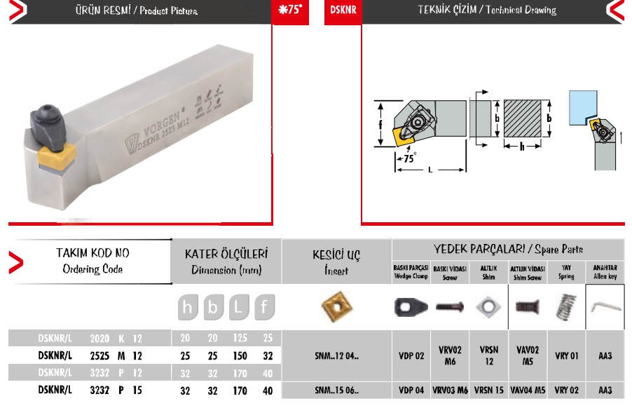 Cán dao tiện DSKNR/L 3232 P 12