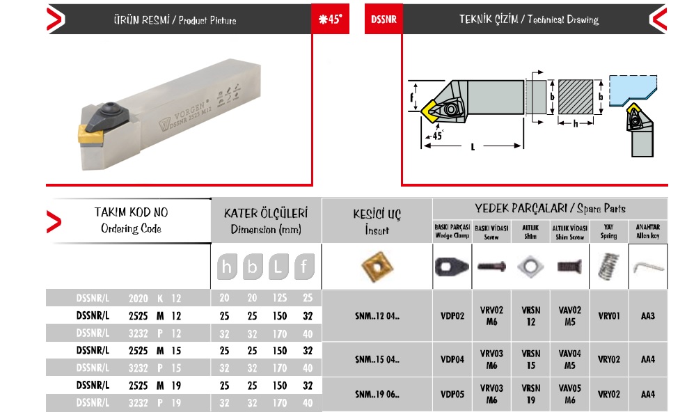 Cán dao tiện DSSNR/L 3232 P 19