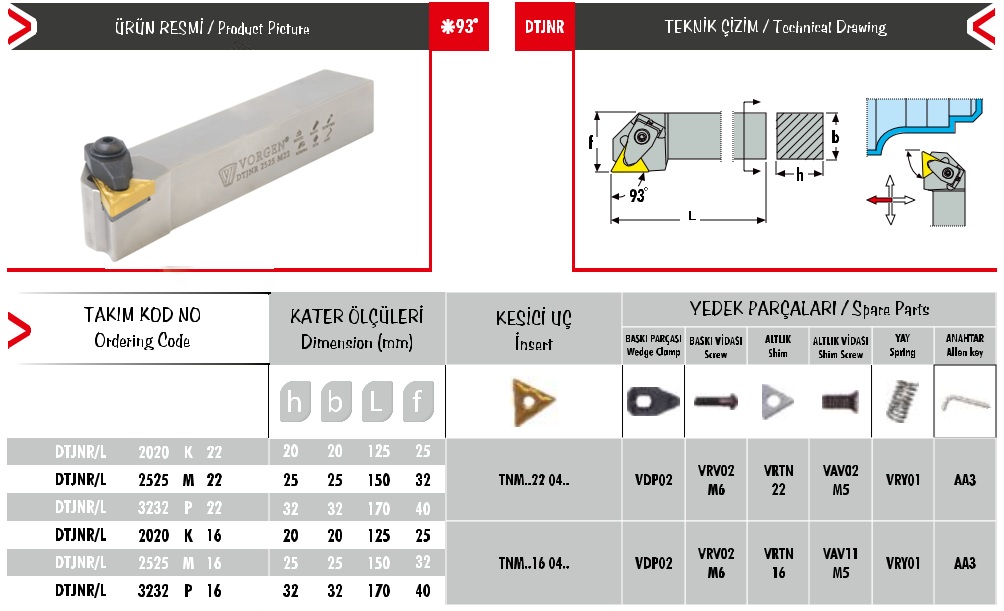 Cán dao tiện DTJNR/L 3232 P 16