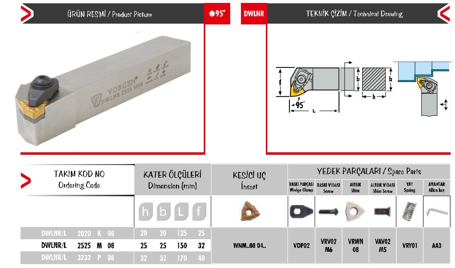 Cán dao tiện DWLNR/L 3232 P 08