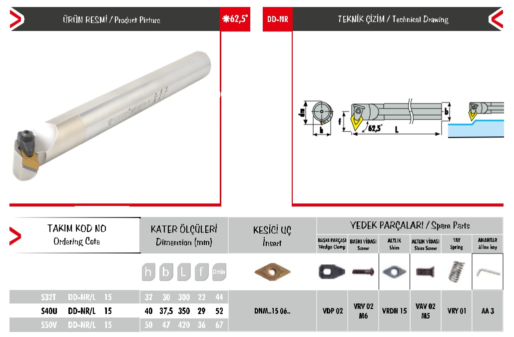 Cán dao tiện S40U DD-NR/L 15