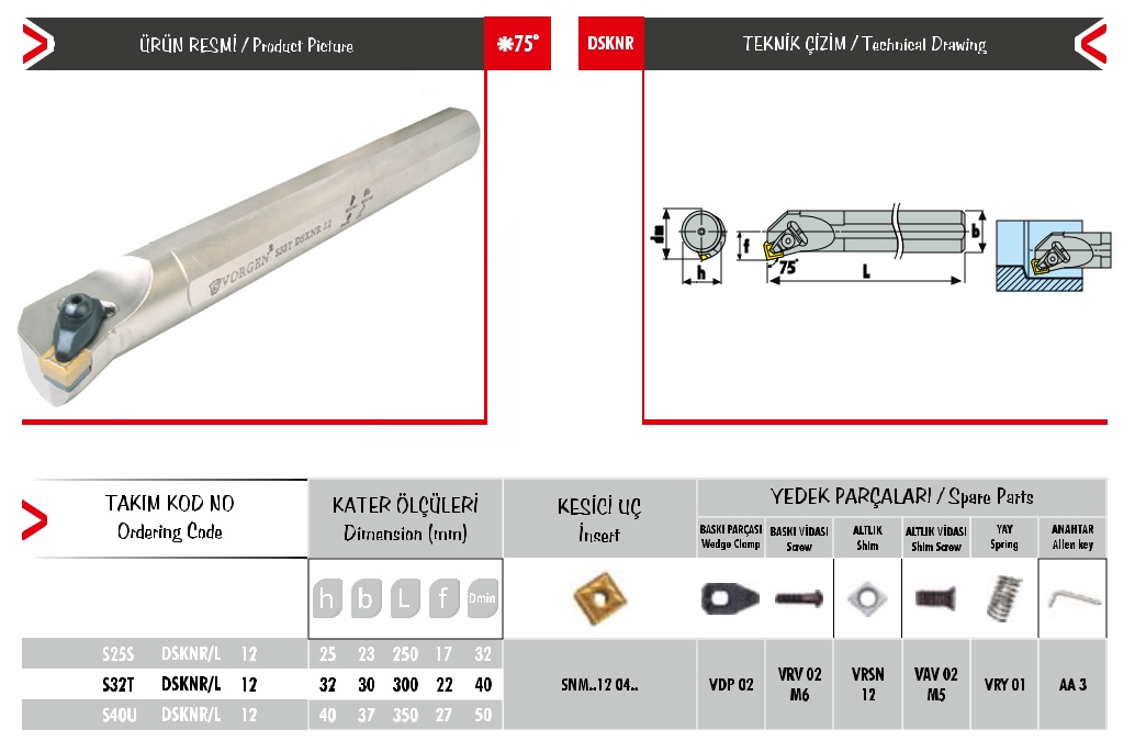 Cán dao tiện S40V DSKNR/L 12