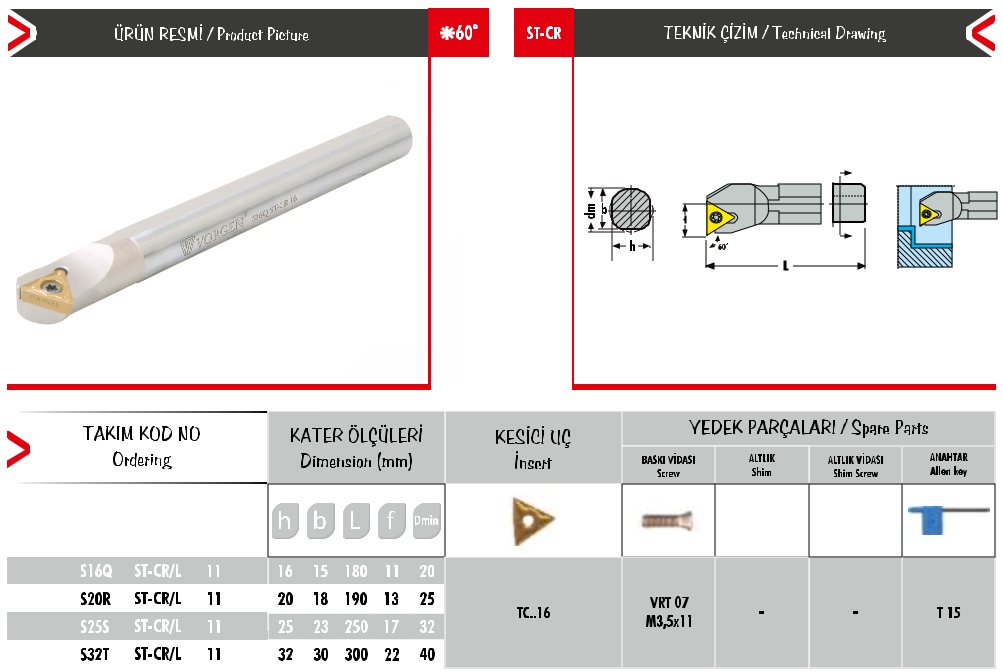 Cán dao tiện S32T ST-CR/L 16