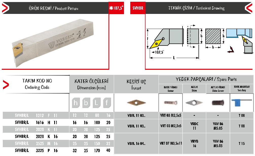 Cán dao tiện SVHBR/L 3225 P 16