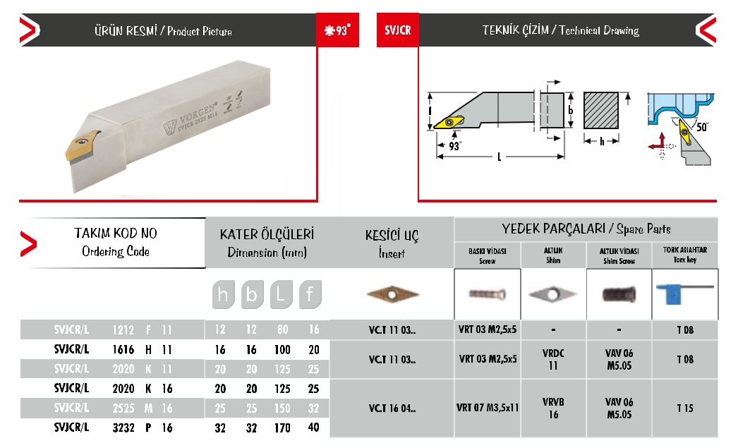 Cán dao tiện SVJCR/L 3232 P 16