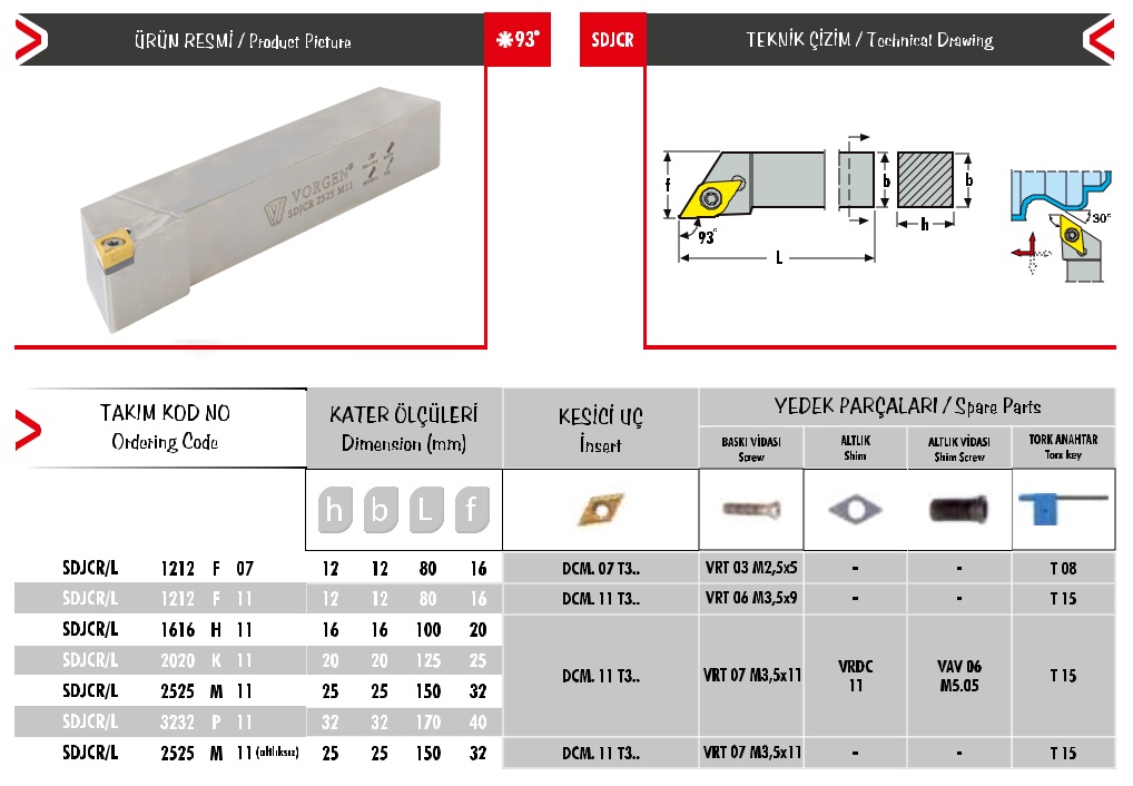 Cán dao tiện SDJCR/L 3232 P 11